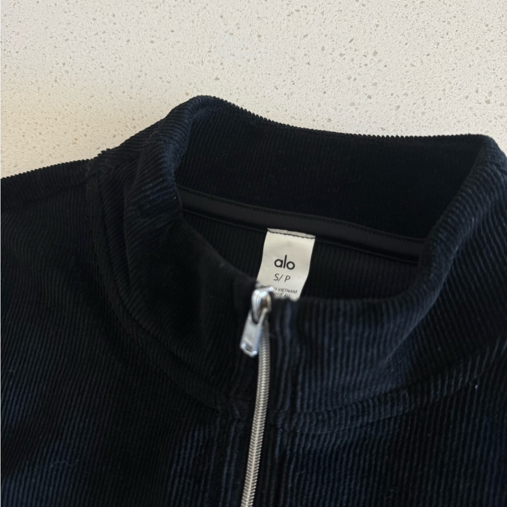 ALO Yoga Black Corduroy Half-Zip Pullover - Picture 2 of 5
